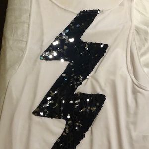 White Tank Top with Lightning Bolt